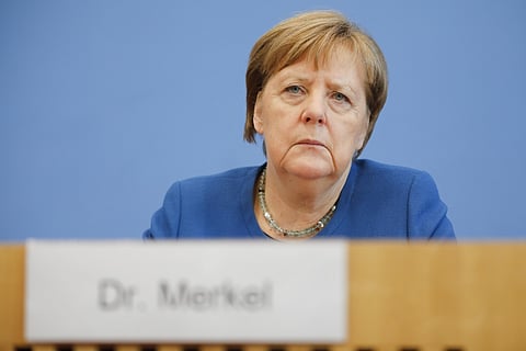 German Chancellor Angela Merkel attends a news conference about the coronavirus outbreak in Germany, in Berlin, Germany, Wednesday, March 11, 2020. (Photo | AP)
