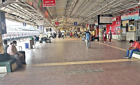 Few passengers are seen at Bhubaneswar railway station on Wednesday amid coronavirus scare. (Photo | EPS)