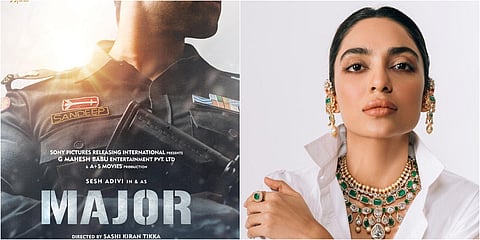 The poster for 'Major' (L) and actress Sobhita Dhulipala. (Photo| Twitter and EPS)