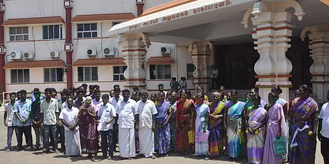 The family members of 27 Nagapattinam fishers who went to Iran after visiting District Collectorate. (Photo| EPS)