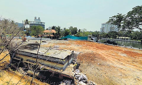 After nearly three months of efforts, contractors and workers have cleared the concrete debris of Holy Faith H2O, one of the five apartment complexes demolished in January post an SC order | Arun Angela