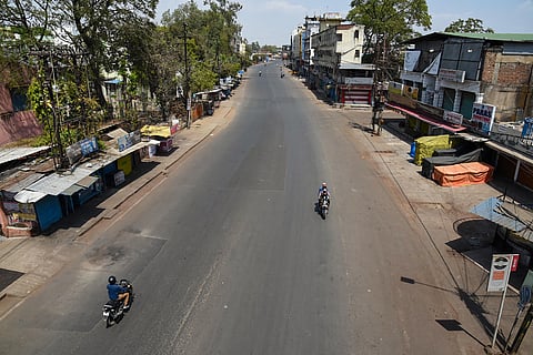 A city street wears a deserted look during 'Janata curfew' in the wake of coronavirus pandemic in Bhopal Sunday March 22 2020. (Photo | PTI)