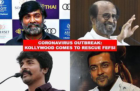 Several Kollywood top stars including Ranini, Suriya, Karthi and Vijay Sethupati, besides many filmmakers have pitched in to help the Film Employees Federation of South India (FEFSI) members. (Photo | EPS)