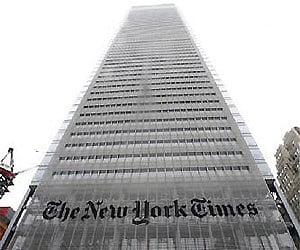 The New York Times building is seen at 8th Avenue and 41st Street in New York April 21, 2008. (File photo/Reuters)