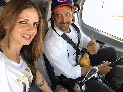 Actor Hrithik Roshan with his former wife Sussanne Khan (File Photo | Sussanne Khan Twitter)