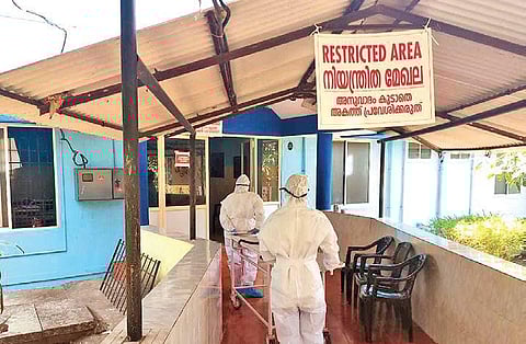 Doctors pushing a stretcher into the an isolation ward in Kerala. (File Photo | EPS)