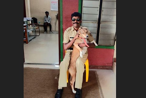 Raghu P S with his pet dog