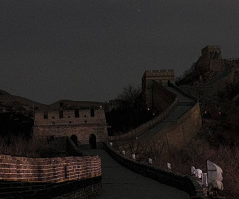 The Great Wall of China went dark as the landmark switched off the lights to mark 'Earth Hour' in north of Beijing, China in 2012. AP/PTI
