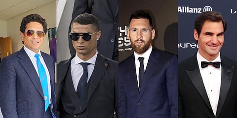 From L to R: Sachin Tendulkar, Cristiano Ronaldo, Lionel Messi and Roger Federer.