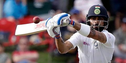 Virat Kohli bats during play on day two of the second cricket test between New Zealand and India at Hagley Oval in Christchurch. (Photo | AP)