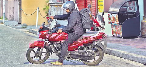 Image of an online food delivery executive used for representational purposes. (Photo | Express)