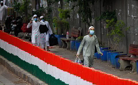 Coronavirus suspects being taken to hospital for check-up from a Mosque in Delhi's Nizamuddin area on Monday. (Photo | Anil Shakya/EPS)