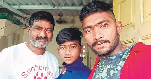 Narasimhulu takes a selfie with his father Pullaiah | express