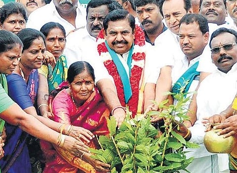 CM Edappadi K Palaniswami laying the foundation for Mettur-Sarabanga Lift Irrigation Project | EXPRESS