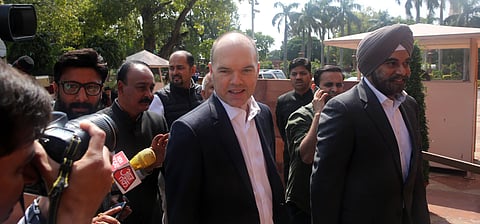 Vodafone Group CEO Nick Read arrives at Parliament during the ongoing Budget Session in New Delhi. (Photo| Shekhar Yadav, EPS)