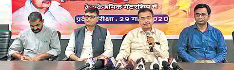 Former DGP Abhayanand at the launch of Brahmajan Super-100 in Patna on Thursday. (Photo | Ranjit K Dey/EPS)