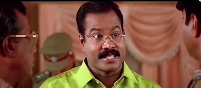 Rakshasa Rajavu (2001): Once again with Vinayan, Mani gave the audience a role to remember as Gunasekharan - a crooked politician with a mild speaking disability. The Mammootty-starrer, which also featured Meena, Dileep and Kavya Madhavan in important roles, had Mani transforming from an idiotic MLA in the initial scenes to a merciless slayer towards the climax. (Photo | YouTube)