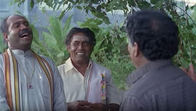 Malayali Mamanu Vanakkam (2002): Not many Mollywood actors could speak Tamil with the ease and grace of Mani. Thiruppathy Perumal aka Muniyandi holds a grudge against all Malayalis as he still can't forgive his father-in-law for scarring him many years ago. Mani essayed the role of an angry man who is a caring husband and father at the same time quite wonderfully that Jayaram and Prabhu had to work really hard to keep up with him in this Rajasenan flick. (Photo | YouTube)