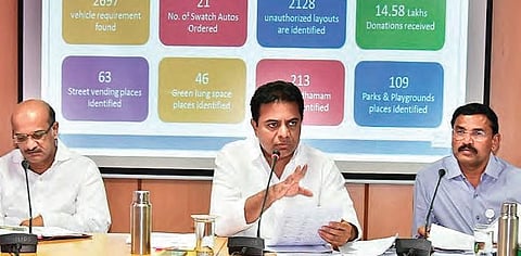 MAUD Minister KT Rama Rao at the review meeting of the programme with additional collectors of all districts of the State in Hyderabad on Friday