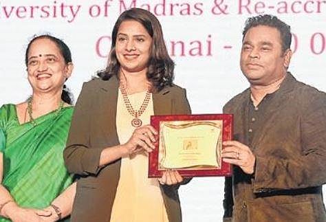 Aishwarya Manivannan (centre) was one of the recipients  Martin Louis