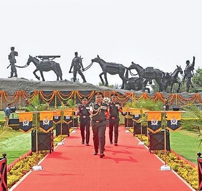 Lt Gen Milind Hemant Thakur after inaugurating the Animal War Memorial in Bengaluru on Saturday
