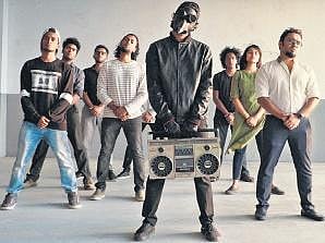 A still from the shoot which was wrapped up in two days. Cinematographer Inendu Krishnan holding the camera