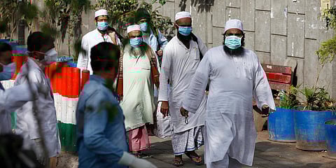 Coronavirus-suspected people being taken to hospital to check from Nizamuddin area on Tuesday. (Photo| Anil Shakya, EPS)