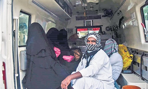 Officials bring a few persons who had attended Tablighi Jamaat event to Fever Hospital in Hyderabad for tests (Photo | Vinay Madapu, EPS)