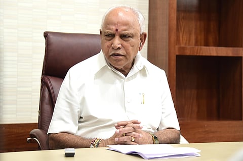 Chief Minister BS Yeddiyurappa during a interview TNIE in Bengaluru on Thursday. (Photo | Vinod Kumar T/EPS)