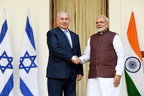 Israel PM Benjamin Netanyahu with PM Modi (Photo | PM of Israel, Twitter)