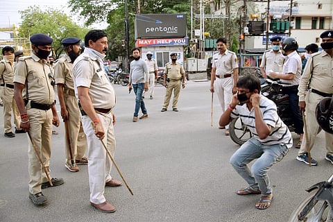 Police takes strict action against those flouting lockdown rules. (Photo | EPS)