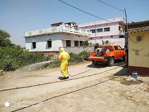 At present, NDRF rescuers are also engaged in area sanitization work using Sodium Hypochlorite chemical solution.