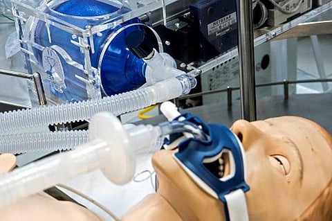 A mechanical ventilator developed in the University of Costa Rica (UCR) to be used for patients infected with CIVID-19, is tested in San Jose, on April 2, 2020