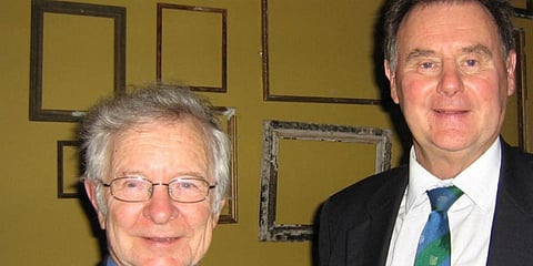 Tony Lewis (R) and Frank Duckworth, the inventors of Duckworth-Lewis method. (Photo | ACS Cricket Twitter)