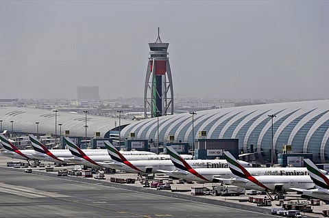 Emirates planes are parked at the Dubai International Airport. (File Photo | AP)