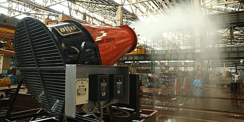 BHELMISTER disinfectant sprayer developed by BHEL-Ranipet. (Photo| EPS)