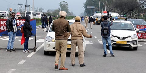 Punjab police personnel send back to tourist visiting 'Beating The Retreat' ceremony at Attari-Wagah Border due to the coronavirus lockdown. (Photo| IANS)