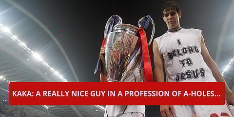 “A really nice guy… in a profession of a-holes,” planetfootball quotes a sports journalist once saying about former AC Milan superstar Kaka. The gifted Brazilian, who beat Cristiano Ronaldo and Leo Messi to win the Ballon d'Or in 2007, is one among the mo