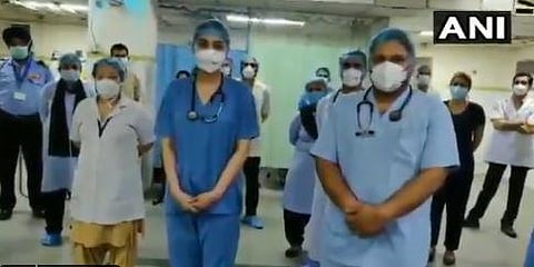 Doctors and staff of LNJP hospital allege that a group of COVID-19 patients who were brought to the hospital through CATS ambulance today, threatened and manhandled them when the staff asked them to wait for a while. (Photo | ANI)