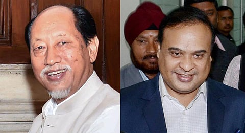 Nagaland Chief Minister Neiphiu Rio and Assam Health Minister Himanta Biswa Sarma. (FIle photo | PTI)