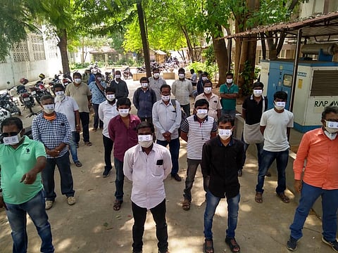 Journalists protesting at the Coimbatore district collectorate