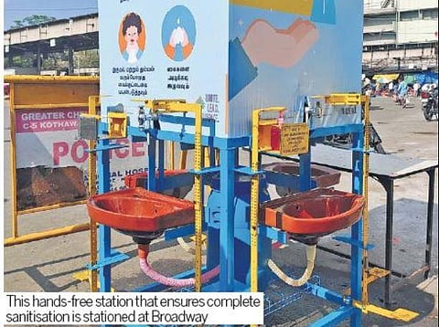 This hands-free station that ensures complete sanitisation is stationed at Broadway