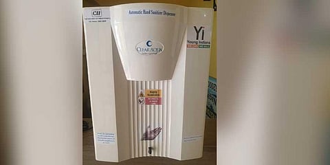 You can keep your hands off this sanitiser dispenser