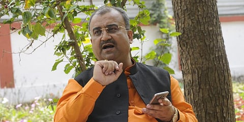 Bihar Health Minister Mangal Pandey at his residence monitoring the entire operation against coronavirus. (photo| Ranjit K Dey, EPS)