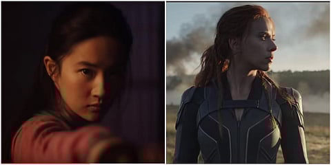 Stills from Mulan (L) and Black Widow. (Photo| YouTube screengrab)