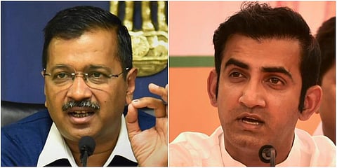 Delhi CM Arvind Kejriwal (L) and East Delhi MP Gautam Gambhir. (File photo| PTI)