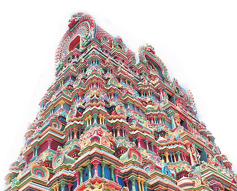 Gopuram with a unique sculptures