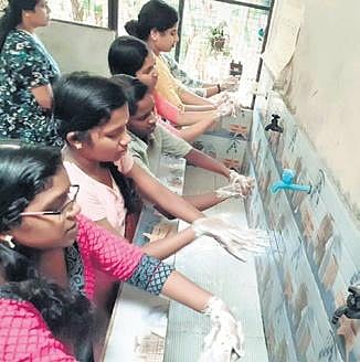 CCI’s children being taught to wash their hands