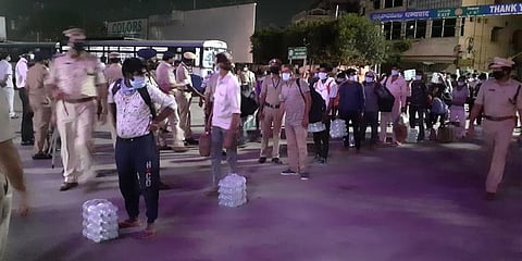 More than 1200 migrants are being ferried on a special train which left Lingampalli Station at around 5 am.  (Photo | Special arrangement)