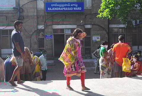 Victims of the LG Polymers residing in KGH premises after treatment. (Photo | EPS/G Satyanarayana)